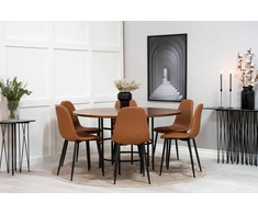 Venture Design Valgomojo stalas, Kopenhaga, ⌀140 cm, Ruda / Valgomasis kėdė, Poliaras, 53x87x44 cm, Juoda