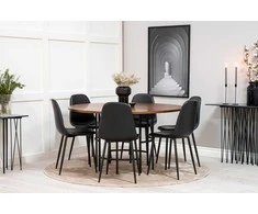 Venture Design Valgomojo stalas, Kopenhaga, ⌀140 cm, Ruda / Valgomasis kėdė, Poliaras, 43x85.3x43.5 cm, Juoda