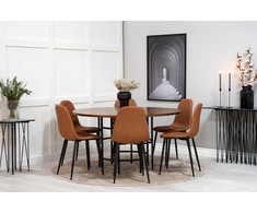 Venture Design Valgomojo stalas, Kopenhaga, ⌀140 cm, Ruda / Valgomasis kėdė, Poliaras, 53x87x44 cm, Juoda