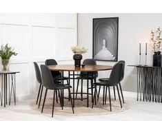Venture Design Valgomojo stalas, Kopenhaga, ⌀140 cm, Ruda / Valgomasis kėdė, Poliaras, 43x85.3x43.5 cm, Juoda