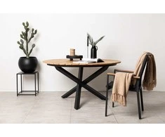 Venture Design Valgomojo stalas, Meksika, ø140 cm, Juodas/Tik Medis