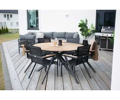Venture Design Valgomojo stalas, Meksika, ø140 cm, Juodas/Tik Medis
