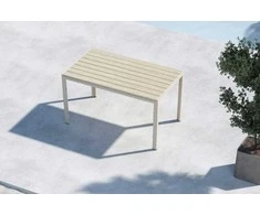 Venture Design Valgomojo stalas Mirko 140x80x74 cm, smėlio spalvos, polišildytas medienos