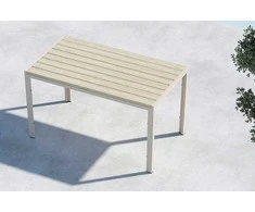 Venture Design Valgomojo stalas Mirko 140x80x74 cm, smėlio spalvos, polišildytas medienos