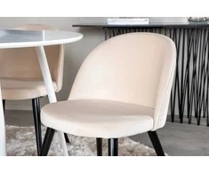 Venture Design Valgomojo stalas, Plaza, 100 cm, Balta + Valgomasis kėdė, Sametas, 57x76.5x50 cm, Beždžionės spalva