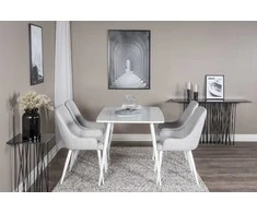 Venture Design Valgomojo stalas, Polar, 120x80 cm, Balta + Valgomasis kėdė, Plaza, 58x86 cm, Šviesiai pilka