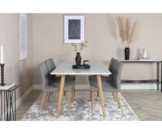 Venture Design Valgomojo stalas su kėdėmis, 180x90x75 cm, balta, medžio imitacija