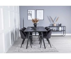 Venture Design Valgomojo stalas su kėdėmis, 195x95 cm, juodas