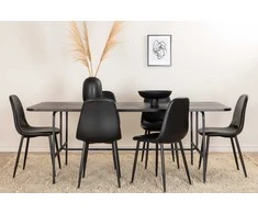 Venture Design Valgomojo stalas, Uno, 200x90 cm, Juodas, Valgomasis kėdė, Polar, 85.3x43.5 cm, Juoda