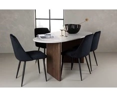 Venture Design Valgomojo stalo ir kėdžių komplektas Grönvik valgomojo stalas ir Night valgomojo kėdė 180x75 cm juodas MDF