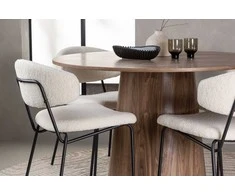 Venture Design Valgomojo stalo ir kėdžių komplektas Lanzo valgomojo stalas ir Chico valgomojo kėdė 120 cm natūrali juoda balta MDF plienas