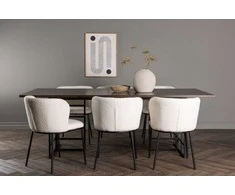 Venture Design Valgomojo stalo ir kėdžių komplektas Ystad valgomojo stalas ir Edina valgomojo kėdė 220x100 cm juoda