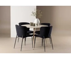 Venture Design Valgomojo stalo ir kėdžių komplektas Plaza valgomojo stalas ir Modesto valgomojo kėdė 100 cm balta MDF plienas