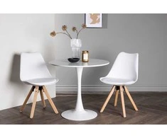 Venture Design Valgomojo stalo ir kėdžių komplektas Hamden valgomojo stalas ir Zeno valgomojo kėdė 60 cm balto medžio valgomojo baldai
