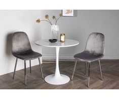 Venture Design Valgomojo stalo ir kėdžių komplektas Hamden valgomojo stalas ir Eva valgomojo kėdė 60 cm balta ir šviesiai pilka MDF ir aksomas