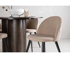 Venture Design Valgomojo stalo ir kėdžių komplektas Olivia, mocca ir smėlio spalvos audinys, MDF