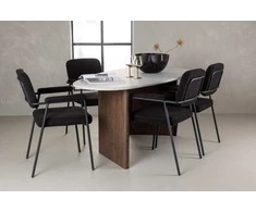 Venture Design Valgomojo stalo ir kėdžių komplektas Grönvik valgomojo stalas ir Yesterday valgomojo kėdė 180x75 cm ruda ir juoda