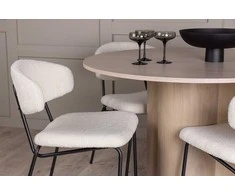 Venture Design Valgomojo stalo ir kėdžių komplektas Olivia valgomojo stalas ir Chico valgomojo kėdė balta ir juoda