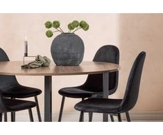 Venture Design Valgomojo stalo ir kėdžių komplektas Durango 120 cm Juodasis graikinis riešutas, aksomas