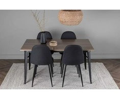Venture Design Valgomojo stalo ir kėdžių komplektas Tempe valgomojo stalas ir Polar valgomojo kėdė 140x80 cm juoda