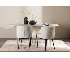 Venture Design Valgomojo stalo ir kėdžių komplektas 180x90 cm baltas plienas MDF
