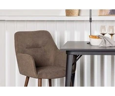 Venture Design Valgomojo stalo ir kėdžių komplektas 80x80 cm Juoda Ruda Audinys