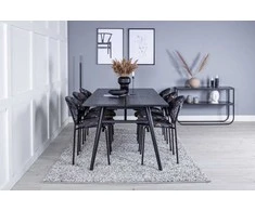 Venture Design Valgomojo stalo ir kėdžių komplektas 195x95 cm juodas