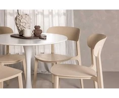 Venture Design Valgomojo stalo ir kėdžių komplektas Hamden 80x75 cm baltas medienos ir plastiko kompozitas