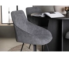Venture Design Valgomojo stalo ir kėdžių komplektas Bootcut ir Rosie 110 cm juodas ir tamsiai pilkas faneruotė ir audinys