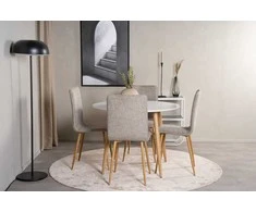 Venture Design Valgomojo stalo ir kėdžių komplektas 100x75 cm ąžuolo imitacija balta šviesiai pilka