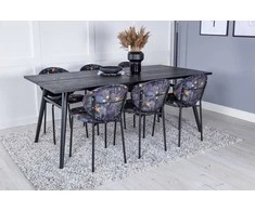 Venture Design Valgomojo stalo ir kėdžių komplektas 195x95 cm juodas