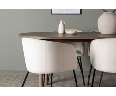 Venture Design Valgomojo stalo ir kėdžių komplektas Andy valgomojo stalas ir Berit kėdė 180x75 cm juoda smėlio spalvos MDF aksomas