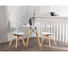 Venture Design Valgomojo stalo ir kėdžių komplektas Danburi stalas ir Edvin kėdė 60 cm balto medžio PET