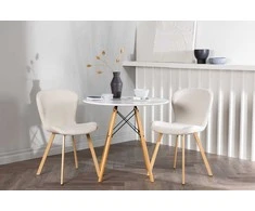 Venture Design Valgomojo stalo ir kėdžių komplektas Danburi Lilja 60 cm smėlio spalvos audinys medžio imitacijos metalas
