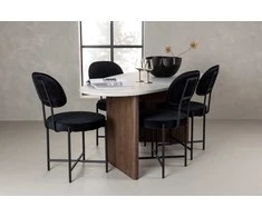 Venture Design Valgomojo stalo ir kėdžių komplektas Grönvik ir Stella 180x75 cm juodas MDF