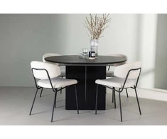 Venture Design Valgomojo stalo ir kėdžių komplektas Matilda valgomojo stalas ir Chico valgomojo kėdė 130 cm juodas MDF Bouclé