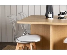 Venture Design Valgomojo stalo ir kėdžių komplektas Leo valgomojo stalas ir Edvin valgomojo kėdė 100x100x75 cm ąžuolas balta MDF PET