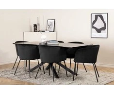 Venture Design Valgomojo stalo ir kėdžių komplektas Piazza valgomojo stalas ir Berit kėdė juoda