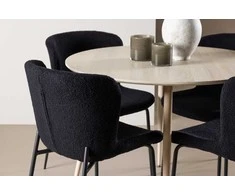 Venture Design Valgomojo stalo ir kėdžių komplektas Plaza valgomojo stalas ir Modesto valgomojo kėdė 100 cm balta MDF plienas