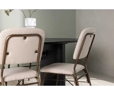Venture Design Valgomojo stalo ir kėdžių komplektas Isolde valgomojo stalas ir Seda valgomojo kėdė 180x75 cm juoda ir smėlio spalvos