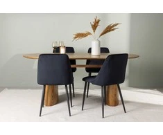 Venture Design Valgomojo stalo ir kėdžių komplektas Isolde valgomojo stalas ir Night valgomojo kėdė 140x75 cm juoda
