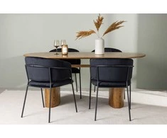 Venture Design Valgomojo stalo ir kėdžių komplektas Isolde ir Selma 140x75 cm juodas MDF aksomas