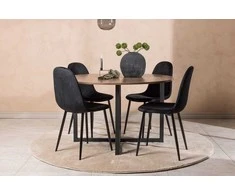 Venture Design Valgomojo stalo ir kėdžių komplektas Durango 120 cm Juodasis graikinis riešutas, aksomas