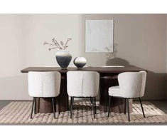 Venture Design Valgomojo stalo ir kėdžių komplektas Olivia valgomojo stalas su Agnes valgomojo kėde 100x210 cm balta plienas MDF