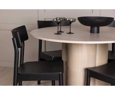 Venture Design Valgomojo stalo ir kėdžių komplektas Olivia valgomojo stalas ir Montros valgomojo kėdė 110 cm balta natūrali