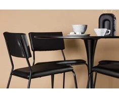 Venture Design Valgomojo stalo ir kėdžių komplektas 100 cm Juodas MDF Plienas Poliuretanas