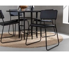 Venture Design Valgomojo stalo ir kėdžių komplektas Kopenhagos valgomojo stalas ir Kenth kėdė juoda MDF ir metalas