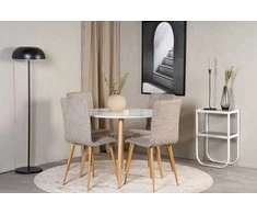 Venture Design Valgomojo stalo ir kėdžių komplektas 100x75 cm ąžuolo imitacija balta šviesiai pilka