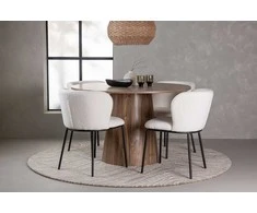Venture Design Valgomojo stalo ir kėdžių komplektas Lanzo ir Edina 120 cm juodos ir baltos spalvos MDF audinys