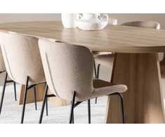Venture Design Valgomojo stalo ir kėdžių komplektas Bootcut valgomojo stalas ir Modesto valgomojo kėdė 230x115 cm balta